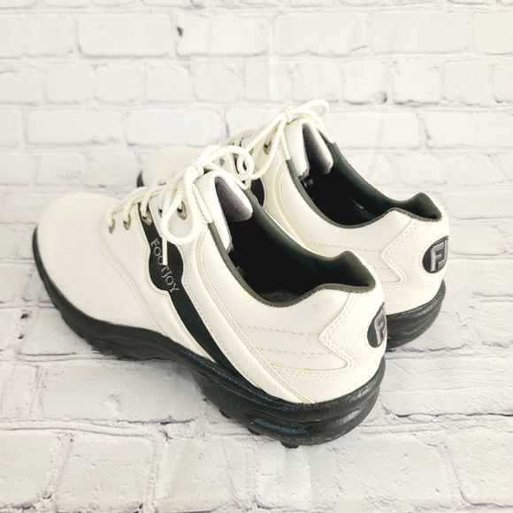 FootJoy FJ Green Joys Golf Shoes White Leather Spiked Athletic Shoes Men… - Picture 7 of 13